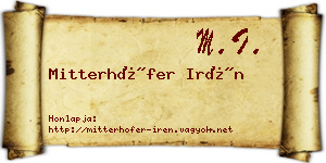 Mitterhöfer Irén névjegykártya